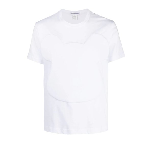 Comme des Garçons T-Shirt Sz S White Cotton Embossed Logo Short Sleeve Tee - Picture 2 of 7